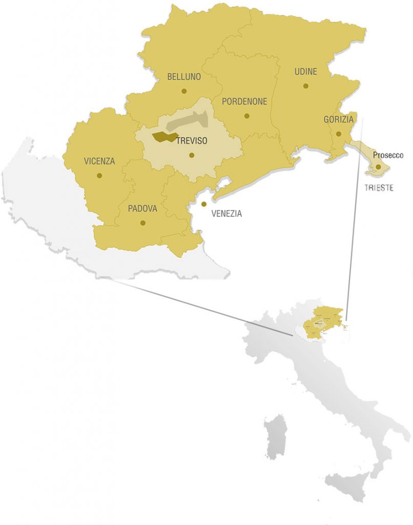 Zone di produzione del Prosecco