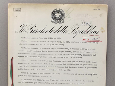 Decreto DOC Cirò 1969